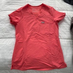 Figs Hot Coral Catarina Scrub Top - LIMITED EDITION